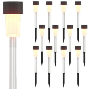 vidaXL Au&szlig;en Solarlichter mit Erdnagel 12 stk. Warmes Wei&szlig; 29,5 cm