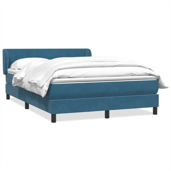vidaXL Boxspringbett mit Matratze Dunkelblau 160x220 cm Samt