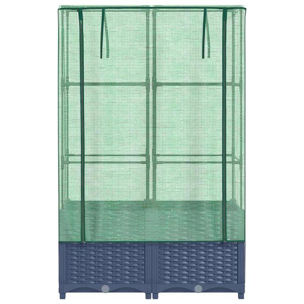 vidaXL Hochbeet mit Gew&auml;chshaus-Aufsatz Rattan-Optik 80x40x138 cm