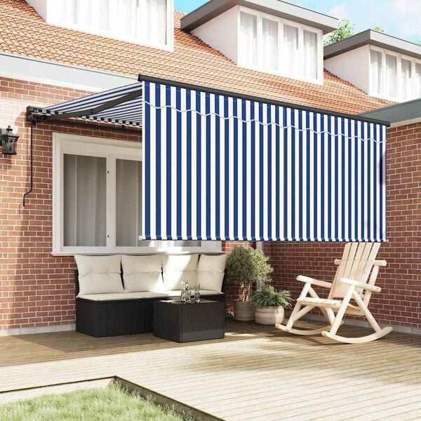 vidaXL Einziehbare Markise Blau und Wei&szlig; 350 x 250 cm