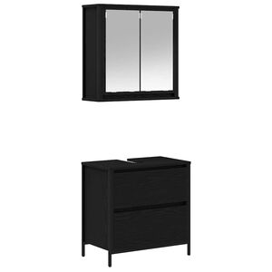 vidaXL 2-tlg. Badm&ouml;bel-Set Schwarz Eichen-Optik Holzwerkstoff