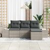 vidaXL Garten-Sofa-Set mit Kissen 4 pcs Hellgrau Poly-Rattan