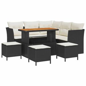 vidaXL Gartensofa-set 9 stk. 5-Sitzer Schwarz und Creme Poly-Rattan