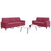 vidaXL 2-tlg. Sofagarnitur mit Kissen und Nackenrollen Weinrot Samt