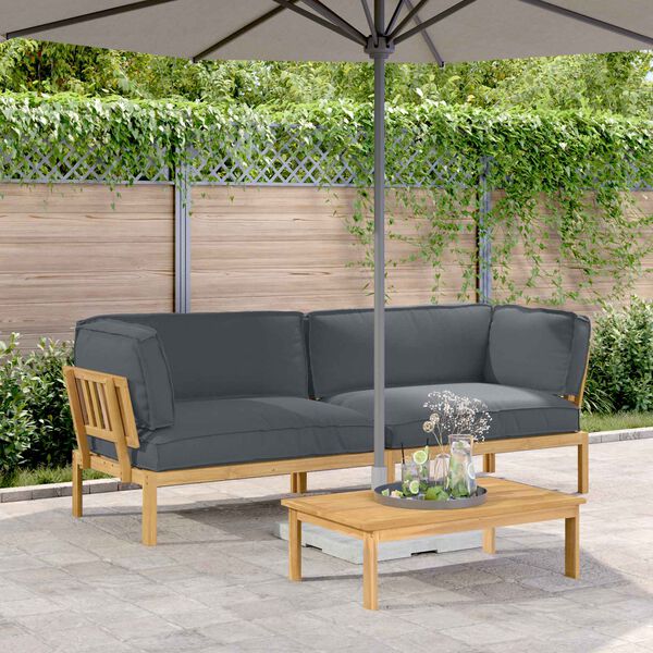 vidaXL Sofa Set mit Kissen Uni 2 pcs Anthrazit Massivholz Akazie