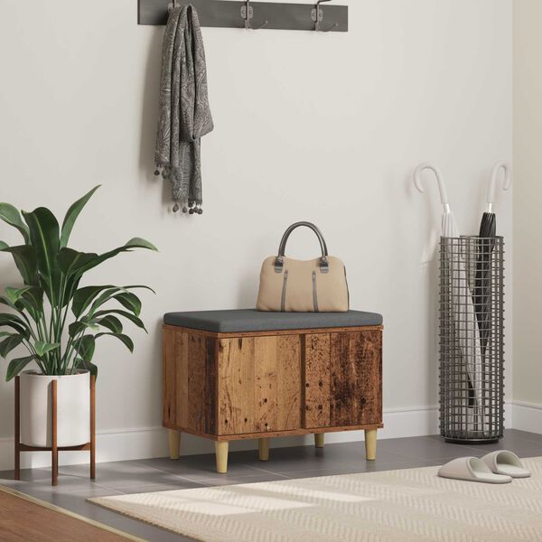 vidaXL Flurbank mit Kissen mit Speicher Altholz 60 x 38 x 46 cm