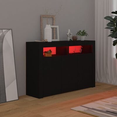 vidaXL Sideboard mit LED-Leuchten Schwarz 115,5x30x75 cm