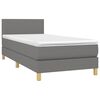 vidaXL Boxspringbett mit Matratze Dunkelgrau 80x200 cm Stoff