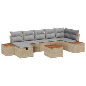 vidaXL Gartensofa-set mit Kissen 8 pcs Beige Poly-Rattan