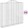 vidaXL Gabionen mit Hochbogen 9 Stk. 200x50x180/200cm Verzinktes Eisen
