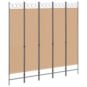 vidaXL 5-teiliger Raumteiler Beige 200 x 200 cm Stoff