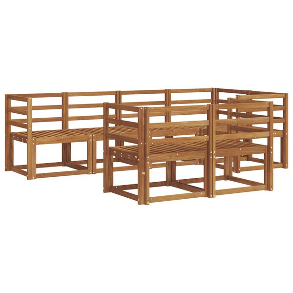 vidaXL Outdoor-Sofagarnitur mit Kissen 7 pcs Natur und Anthrazit