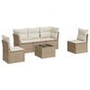 vidaXL 6-tlg. Garten-Sofagarnitur mit Kissen Beige Poly Rattan