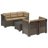 vidaXL 5-Sitzer Gartensofa mit Kissen Rattan-Look PP Hellgrau