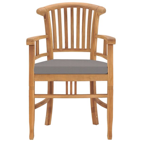 vidaXL Gartenst&uuml;hle 2 Stk. mit Dunkelgrauen Kissen Teak Massivholz