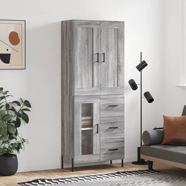 vidaXL Highboard Grau Sonoma 69,5x34x180 cm Holzwerkstoff