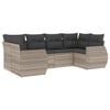 vidaXL 6-tlg. Garten-Sofagarnitur mit Kissen Hellgrau Poly Rattan