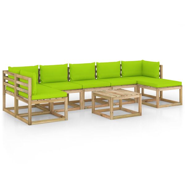 vidaXL 8-tlg. Garten-Lounge-Set mit Kissen Impr&auml;gniertes Kiefernholz