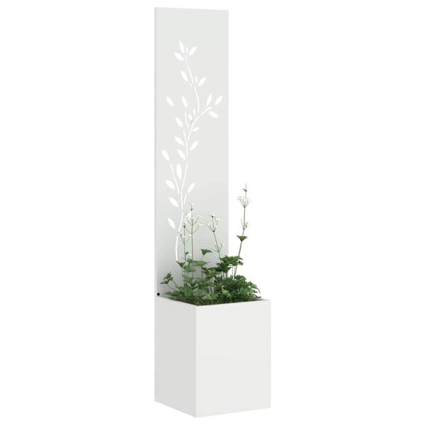 vidaXL Garten Sichtschutz-Leinwand Floral Weiß 32 x 140 cm