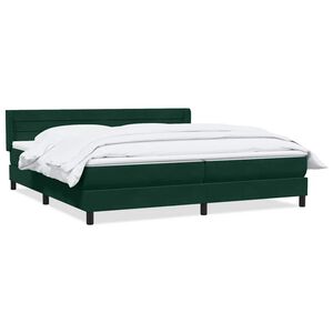 vidaXL Boxspringbett mit Matratze Dunkelgr&uuml;n 180x220 cm Samt