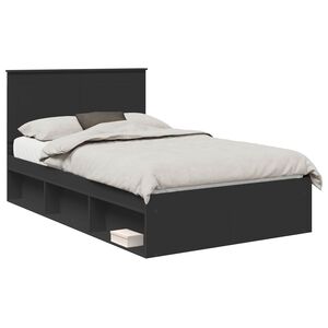 vidaXL Bettrahmen Uni Schwarz 135 x 190 cm Massives Kiefernholz
