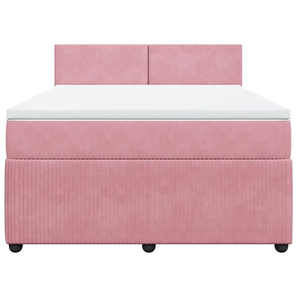 vidaXL Boxspringbett mit Matratze Rosa 140x190 cm Samt