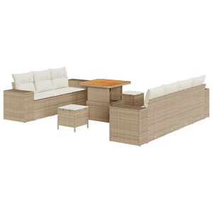 vidaXL Gartensofa-set 10 stk. Beige Poly-Rattan