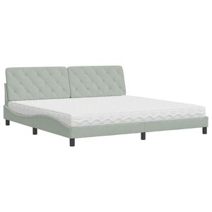 vidaXL Bett mit Matratze Hellgrau 200x200 cm Samt
