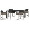 vidaXL Garten Essgruppe 5 stk. Grau Poly-Rattan