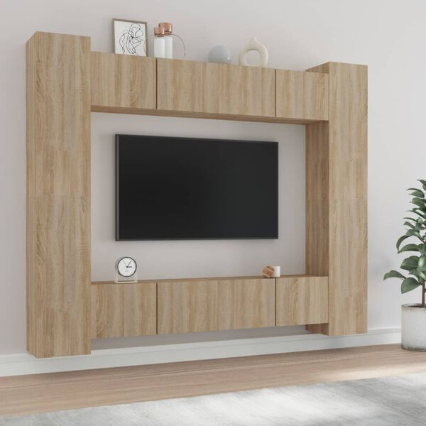 vidaXL 8-tlg. TV-Schrank-Set Sonoma-Eiche Holzwerkstoff
