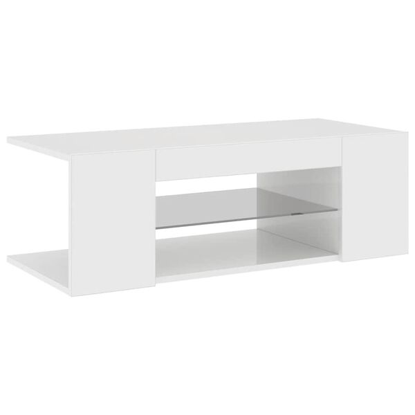 vidaXL TV-Schrank mit LED-Leuchten Hochglanz-Weiß 90x39x30 cm