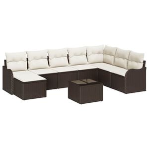 vidaXL Gartensofa-set 9 pcs Braun Poly-Rattan