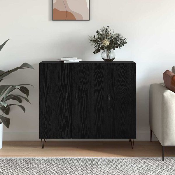 vidaXL Sideboard Schwarz Eichen-Optik 90 x 32,5 x 80 cm Holzwerkstoff