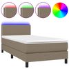 vidaXL Boxspringbett mit Matratze & LED Taupe 90x200 cm Stoff
