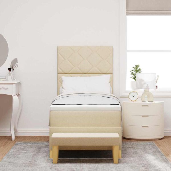 vidaXL Boxspringbett mit Matratze mit Kopfteil Creme 80 x 200 cm Stoff