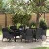 vidaXL Garten Essgruppe mit Kissen 7 pcs Schwarz Poly-Rattan