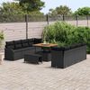 vidaXL Garten-Sofa-Set mit Kissen mit Speicher 11 pcs Schwarz