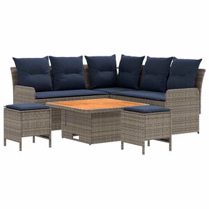 vidaXL M&ouml;belsets 6 stk. Grau und Marineblau PE-Rattan