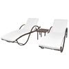 vidaXL Sonnenliegen 2 Stk. mit Tisch Poly Rattan Braun