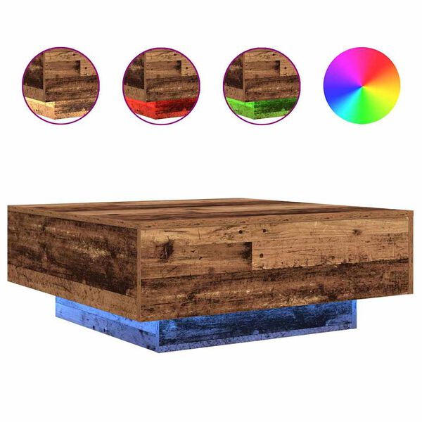 vidaXL Couchtisch Altes Holz und Blau 80 x 80 x 31 cm Holzwerkstoff