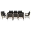 vidaXL Garten Essgruppe mit Kissen 9 pcs Hellgrau Poly-Rattan