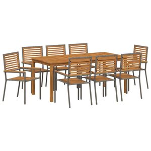 vidaXL Garten Essgruppe 9 stk. Grau Massivholz Akazie