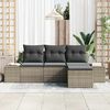 vidaXL Garten-Sofa-Set mit Kissen mit Speicher 4 pcs Grau Poly-Rattan