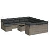 vidaXL 13-tlg. Garten-Sofagarnitur mit Kissen Grau Poly Rattan