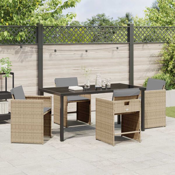 vidaXL Garten Essgruppe 5 pcs Beige Poly-Rattan