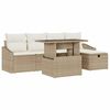 vidaXL Garten-Sofa-Set mit Kissen mit Speicher 6 pcs Beige Poly Rattan