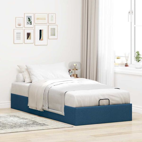 vidaXL Ottoman-Bett ohne Matratze Blau 100x200 cm Stoff