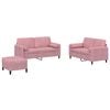 vidaXL 3-tlg. Sofagarnitur mit Kissen Rosa Samt
