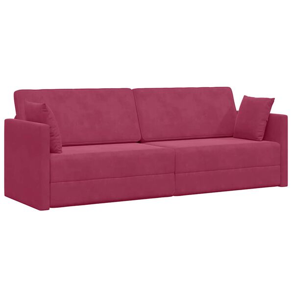 vidaXL Boden-Sofa-Bett 200cm Weinrot Samt