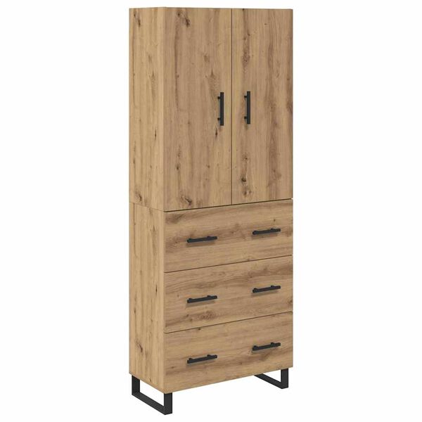 vidaXL Highboard 2 pcs Artisan-Eiche Engineered Wood und Glas